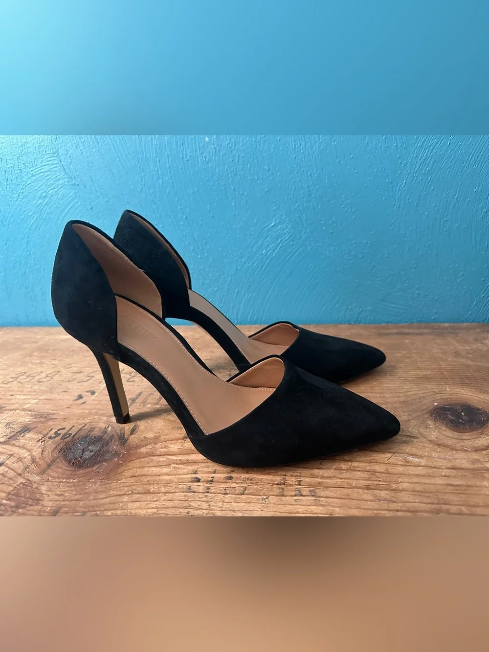J. Crew Factory Black Suede Pointed D'Orsay Pumps